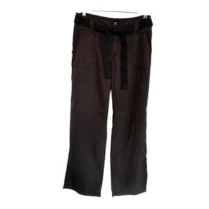 Soft Surroundings Tencel Blend Black Belted Wide Leg Pants Size Large‎